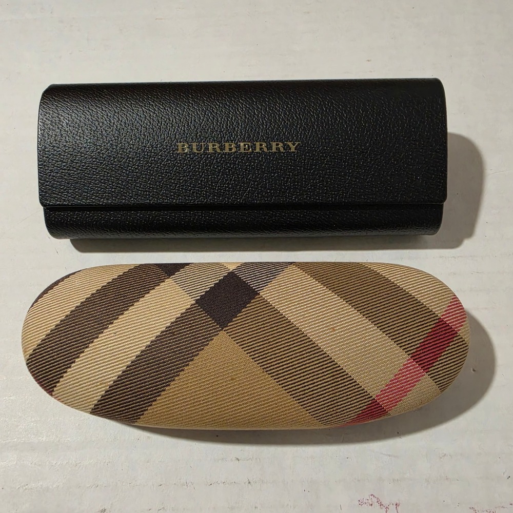 Burberry Eyewear Case Set Black Pebbled & Nova Check Hardshell 2 Pieces